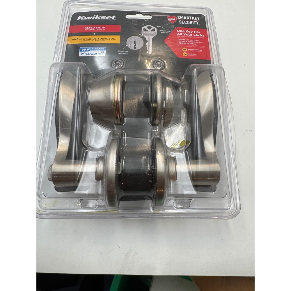 Kwikset Balboa Entry Lever Deadbolt Combo Satin Nickel 96900-420.       690BL